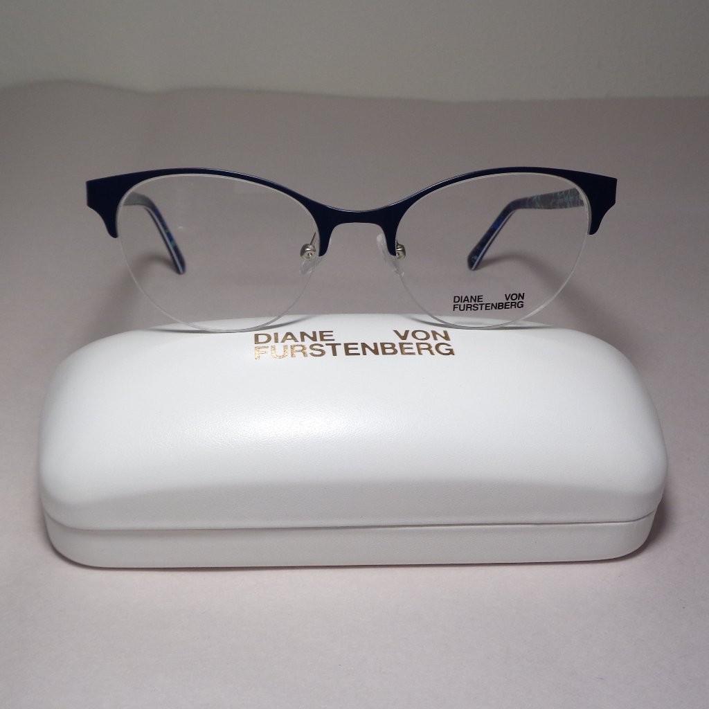 Diane Von Furstenberg Dvf8076 Navy Blue New Women's Semi Rimless Eyeglass Frames